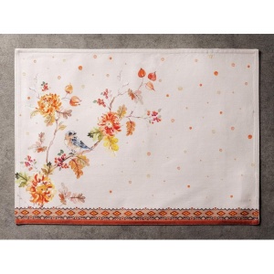 Set de 4 naproane de masă din bumbac, model flori, 33 cm x 48 cm - Img 8