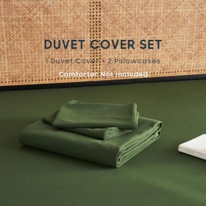 Set lenjerie de pat, husa de pilota din bumbac Oeko-Tex 240 x 260 cm cu 2 fete de perna 65x65cm – Verde închis - Img 6