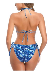 Costum de baie clasic, sutien triunghi, SHEKINI, Albastru safir, M - Img 2