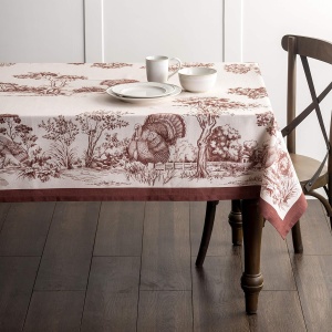 Fată de masă 100% bumbac 140 cm x 180 cm, curcani - Img 2
