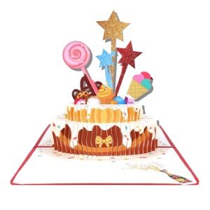 Felicitare de aniversare 3D Pop Up, cu plic, rosu - Img 1