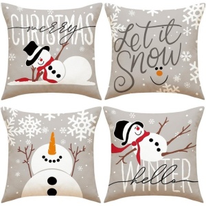 Fete de perna decorative, 45x45, 4 bucati, decoratiune de Craciun, Let it snow - Img 1