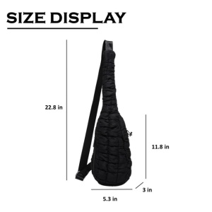 Geantă crossbody matlasată pentru femei, sport, neagră - Img 3