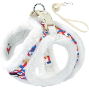 Ham si lesă iarna pentru câini cu căptuseală din fleece pentru plimbări, dresaj pentru câini de talie medie, alb, M - Img 3