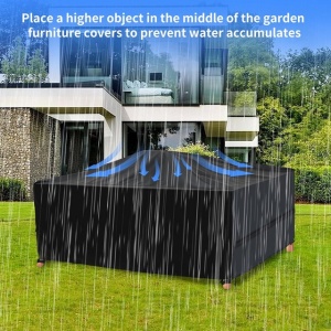 Husa pentru mobilier de grădină, din material Oxford 420D, impermeabilă, rezistentă la UV, 280x204x106CM - negru - Img 2