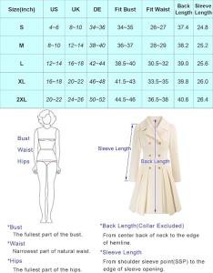 Palton de dama stil trench, GRACE KARIN, cu rever crestat, închidere la două rânduri de nasturi, croială în A, material gros si buzunare, gri, S - Img 3