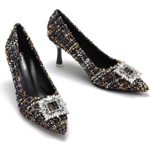 Pantofi dama cu toc stiletto, C.Paravano, catarama cristale, design multicolor, 41 - Img 1