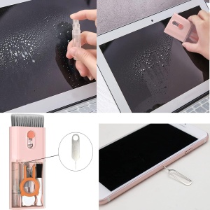 Set 10 piese pentru curățarea tastaturii, Airpods, laptop, căști, ecran, roz - Img 2