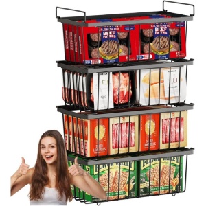 Set de 4 cosuri congelator, organizatoare cu mânere (36,3 x 17,8 x 15,2 cm) - Img 1