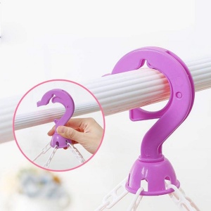 Suport uscare sosete cu 32 carlige, rezistent la vânt, pliabil, pentru balcon, violet - Img 3