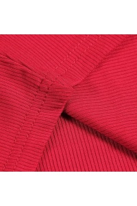 Bluză damă ribbed, mânecă lungă, Slim Fit, Guler Rotund, Top Casual Elegant, Rosu, L - Img 3