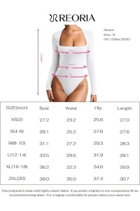 Body pentru femei cu mâneca lunga, croiala slim fit, captuseala, usor, stratificat, alb, L - Img 4