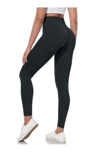 Colanti Scrunch Butt pentru femei, talie înalta, fara cusaturi, push-up, pantaloni sport, yoga, fitness, negru, S - Img 4