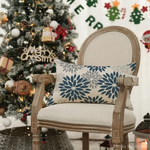 Fată de pernă decorativă 30x50 cm, Crăciun, fulg zăpadă, albastru închis - Img 4