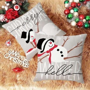 Fete de perna decorative, 45x45, 4 bucati, decoratiune de Craciun, Let it snow - Img 2