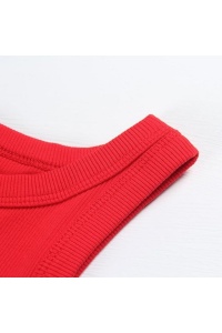 Maiou damă Smile Fish, tip Racerback, Bumbac Ribbed, Slim Fit, Rosu, XL - Img 5