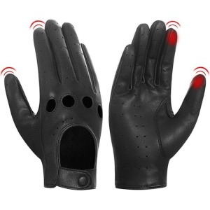 Manusi de sofat din piele, pentru femei, cu ecran tactil, fara captuseala, GL009, negre, XL