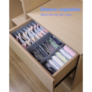 Organizatoare de garderobă 6 buc, 34x17x12cm, 7 compartimente, gri - Img 2