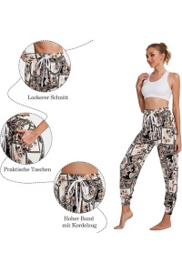 Pantaloni damă tip Harem, Lejeri, Talie Elastică cu Șnur, Buzunare, Poliester, Yoga & Casual, S - Img 5