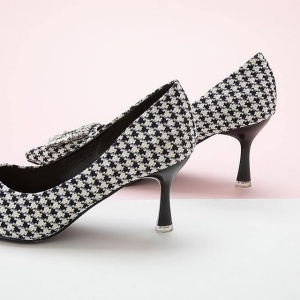 Pantofi dama cu toc stiletto, C.Paravano, catarama cristale, design carouri, 41 - Img 4
