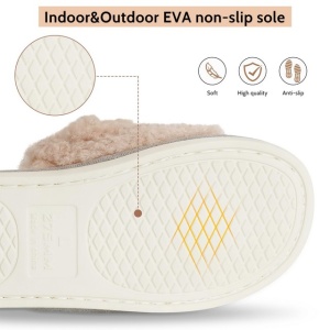 Papuci de plus confortabili cu vârful deschis, tip crossover, căptuseală caldă din fleece, antiderapanti pentru interior si exterior, gri, 39/40 EU - Img 3