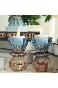 Set 6 suporturi pentru lumânări, din sticla, culoare gradient, înălțime de 9 cm - Img 4