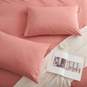 Set lenjerie de pat, husa de pilota din bumbac Oeko-Tex 240 x 260 cm cu 2 fete de perna 65x65cm–Roz antic - Img 4