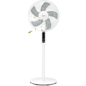 Ventilator cu piedestal silentios, ventilator rotativ la 85° cu telecomanda, 3 niveluri de viteza, 3 moduri, afisaj LED, temporizator 7 ore, putere 45W