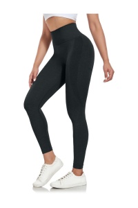 Colanti Scrunch Butt pentru femei, talie înalta, fara cusaturi, push-up, pantaloni sport, yoga, fitness, negru, S