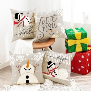 Fete de perna decorative, 45x45, 4 bucati, decoratiune de Craciun, Let it snow - Img 3