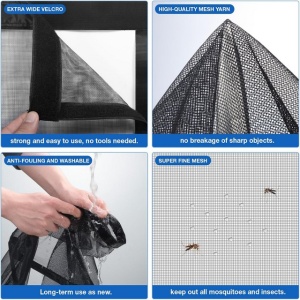 Plasă magnetică anti-insecte pentru ușă de balcon, durabilă 60x180cm, negru pur, instalare ușoară, nu necesită unelte - Img 4