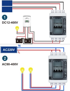 Set 2 sigurante DC 12V, sistem solar PV curent continuu 6A 2 poli DC12V-DC400V sau AC110-400V cu carcasă impermeabilă IP65 - Img 4