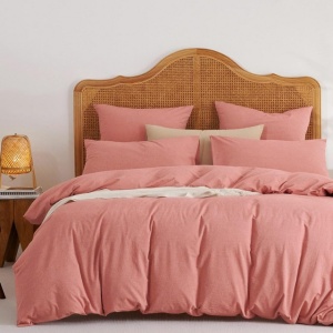 Set lenjerie de pat, husa de pilota din bumbac Oeko-Tex 240 x 260 cm cu 2 fete de perna 65x65cm–Roz antic