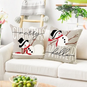 Fete de perna decorative, 45x45, 4 bucati, decoratiune de Craciun, Let it snow - Img 4