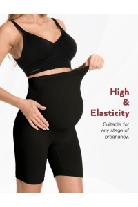 Lenjerie modelatoare gravide, pantalon scurt, fara cusaturi, cu talie înalta si suport pentru abdomen, set 2 buc – Negru, M