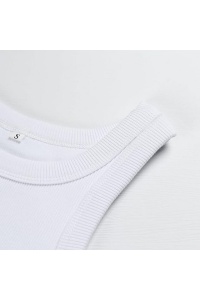 Maiou damă Smile Fish, tip Racerback, Bumbac Ribbed, Slim Fit, Alb, XL - Img 3