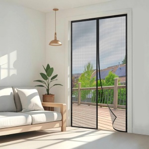 Plasă magnetică anti-insecte pentru ușă de balcon, durabilă 60x180cm, negru pur, instalare ușoară, nu necesită unelte