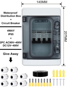 Set 2 sigurante DC 12V, sistem solar PV curent continuu 6A 2 poli DC12V-DC400V sau AC110-400V cu carcasă impermeabilă IP65 - Img 5