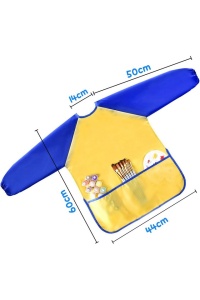 Set 2 sorturi pentru pictură pentru scoală, impermeabile cu mâneci lungi, 3 buzunare, 7 ani - Img 4