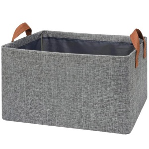 Set de 4 cutii de depozitare din stofa, pliabile cu manere, cu cadru metalic, gri