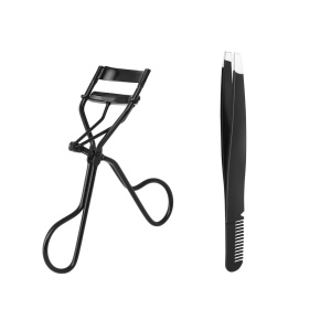 Set ondulator de gene din oțel inoxidabil cu pensetă, negru