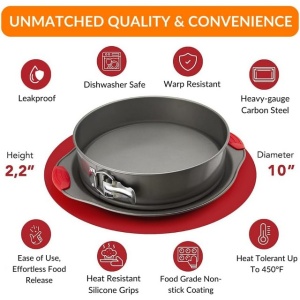 Tavă antiaderentă, 25 cm, cu arc, profesională, pentru tort, cu mânere din silicon