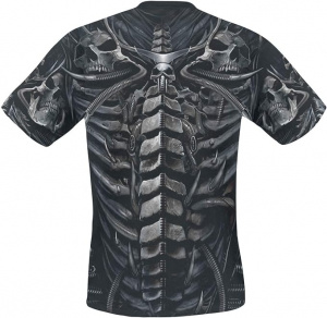 Tricou cu motiv Gothic, Skull Armor, Spiral Direct, negru, S - Img 2
