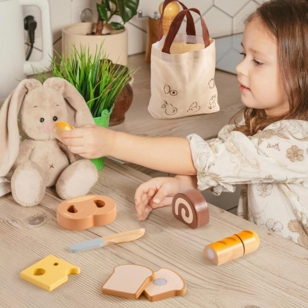 Set alimente mic dejun din lemn velcro
