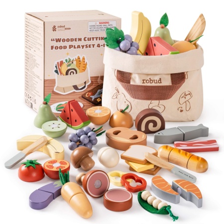 Set joaca taierea alimentelor din lemn 4 in 1