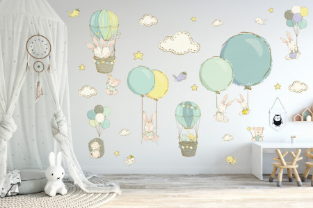 Stickers Bunnies with Balloons - Boys