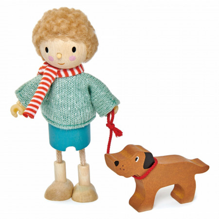 Figurină Domnul Goodwood și câinele, din lemn premium - cu membre ajustabile