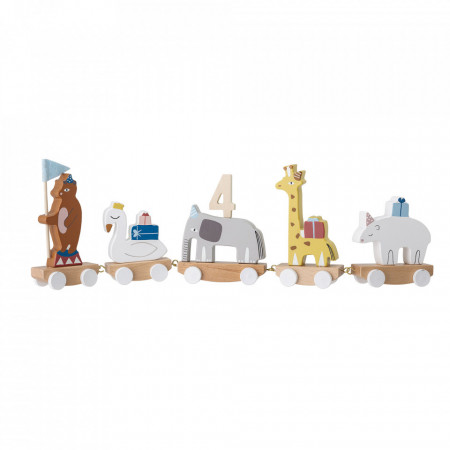 Jucarie multicolora din lemn Party Bloomingville Mini Dimensiuni: - Lungime: 50 cm - Latime: 4,5 cm - Inaltime: 15,5 cm Material: lemn de fag, placaj, MDF, lemn de lotus, metal si pasla Decoratiunea Morea Birthday Decoration by Bloomingville MINI este con