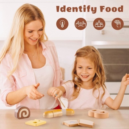 Set alimente mic dejun din lemn velcro