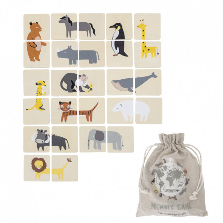 Joc de memorie 26 piese din placaj Sina Bloomingville Mini Dimensiuni: - Lungime: 20 cm - Latime: 20 cm Material: placaj Varsta recomandata: 18+ luni.